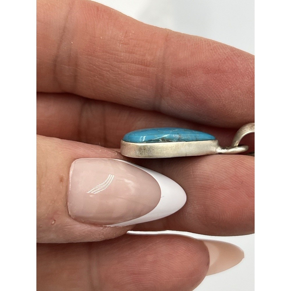 Kingman Turquoise Sterling Silver .925 Teardrop Pendant NWOT - Picture 4 of 11